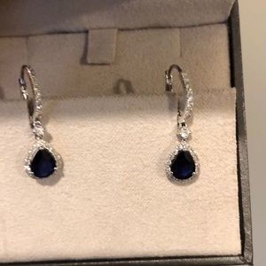 Diamond/Sapphire earrings. New, never worn